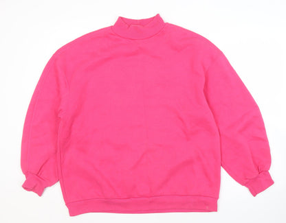 Bershka Women's Pink Mock Neck Pullover Sweatshirt - M