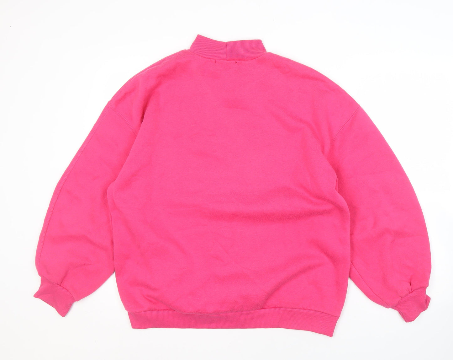 Bershka Women's Pink Mock Neck Pullover Sweatshirt - M