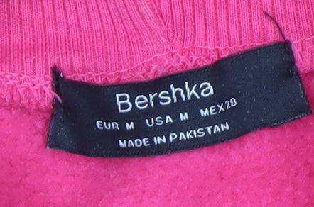 Bershka Women's Pink Mock Neck Pullover Sweatshirt - M