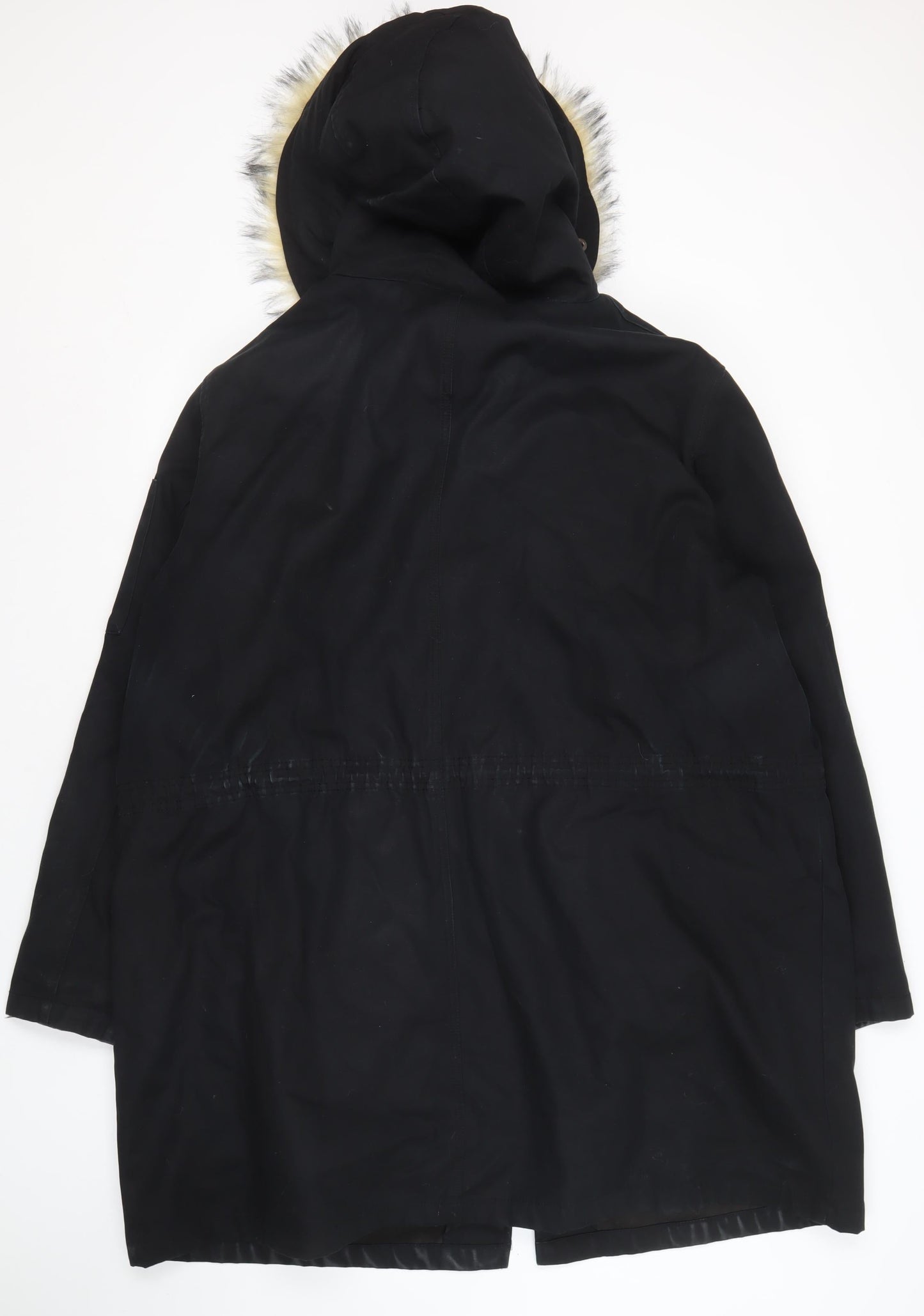 ASOS Unisex Black Parka Coat, Size UK 22, Hooded