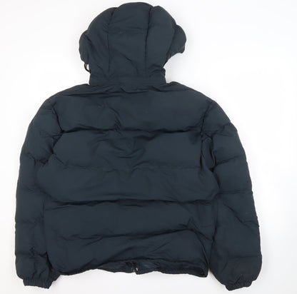 Zara Men's Black Puffer Jacket M Winter Hooded