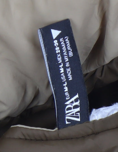 Womens UK Size L Zara Beige Puffer Jacket
