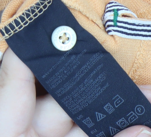 Tommy Hilfiger Orange Striped Polo Shirt Men Size 16