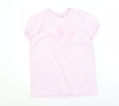 Adidas Women's Pink T-Shirt, Size 4, Logo Design