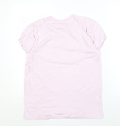 Adidas Women's Pink T-Shirt, Size 4, Logo Design