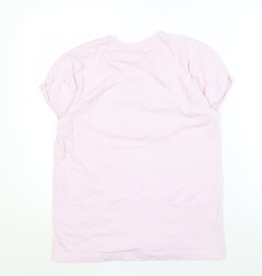 Adidas Women's Pink T-Shirt, Size 4, Logo Design