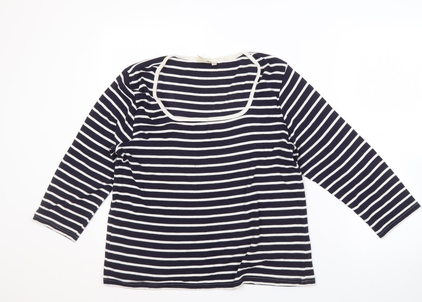 Icon Traders Women's Blue Striped Long Sleeve T-Shirt Size 14