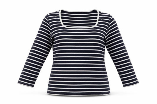 Icon Traders Women's Blue Striped Long Sleeve T-Shirt Size 14