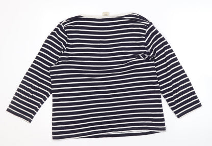 Icon Traders Women's Blue Striped Long Sleeve T-Shirt Size 14