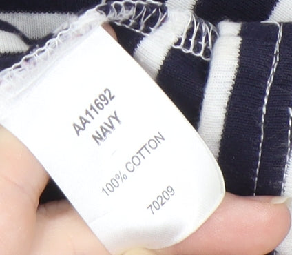 Icon Traders Women's Blue Striped Long Sleeve T-Shirt Size 14