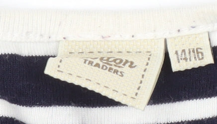 Icon Traders Women's Blue Striped Long Sleeve T-Shirt Size 14