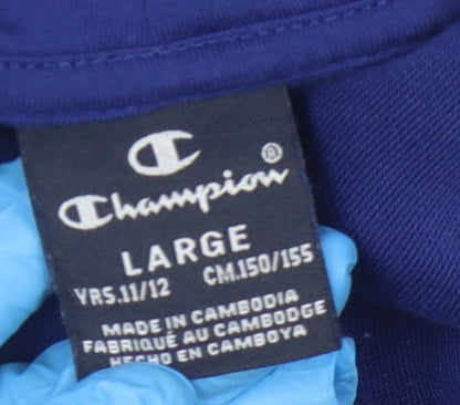 Champion Boys Blue Pullover Hoodie, Size 11-12, Graphic Logo