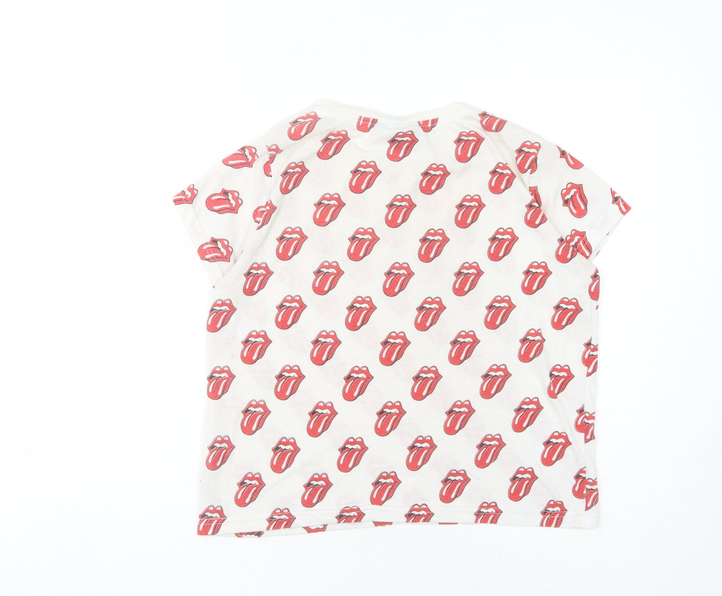 Womens UK Size 10 The Rolling Stones White Basic T-Shirt