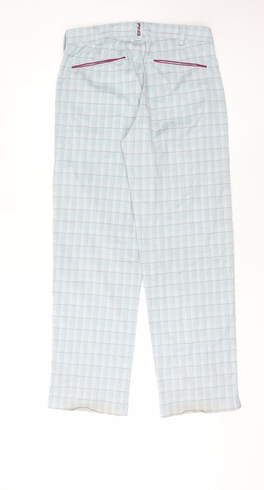 PING Men's Multicoloured Plaid Golf Khakis Trousers 32