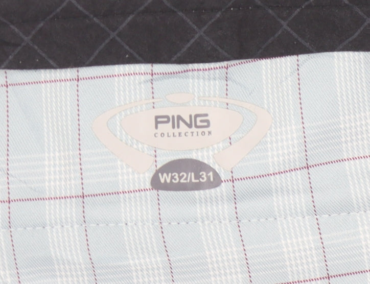 PING Men's Multicoloured Plaid Golf Khakis Trousers 32