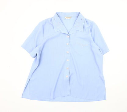 Womens UK Size 22 Bon Marché Blue  Button-Up