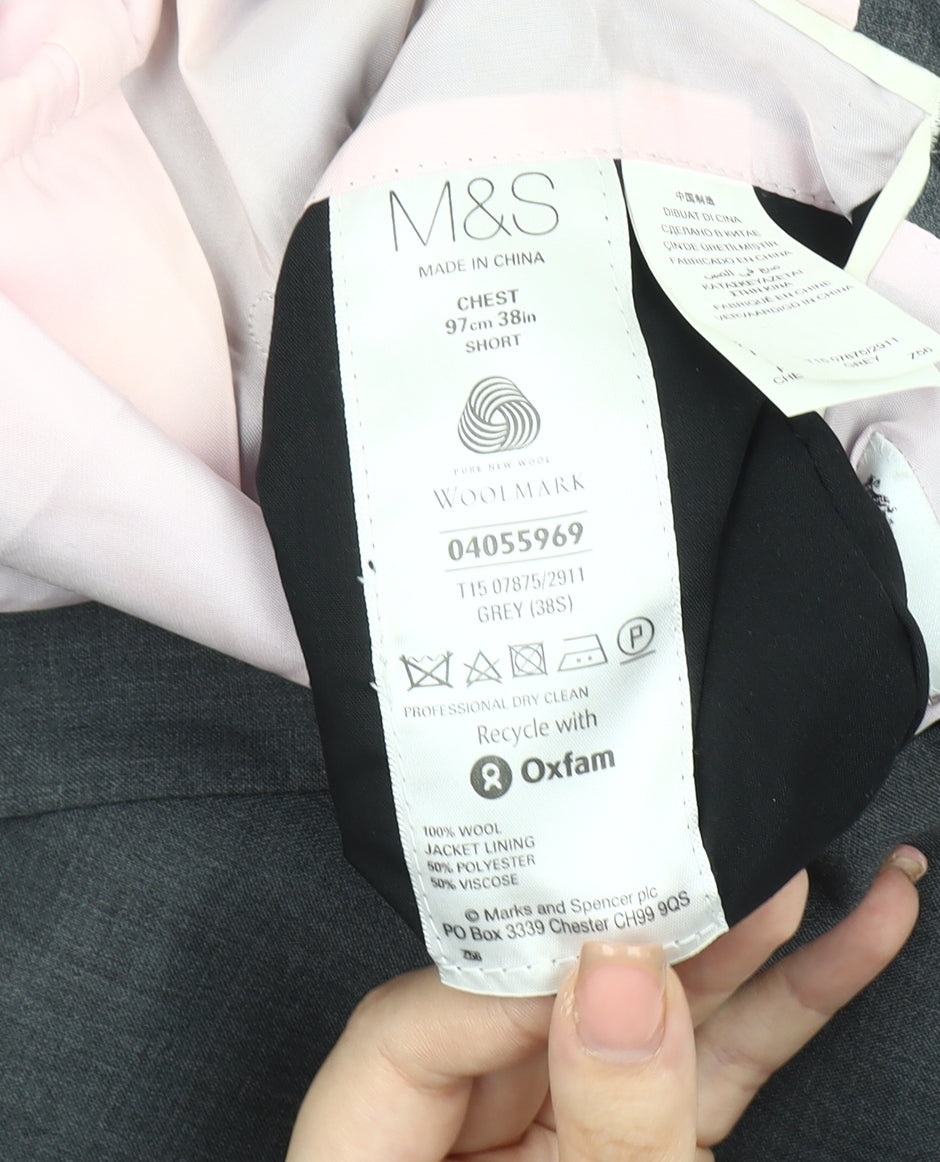 Mens UK Size 38 Marks and Spencer Regular Grey Suit Jacket