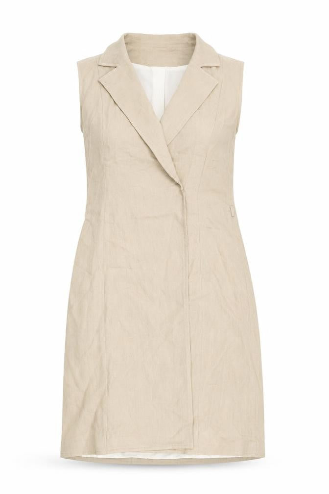 H&M Women's Beige Linen Jacket Dress Size 8