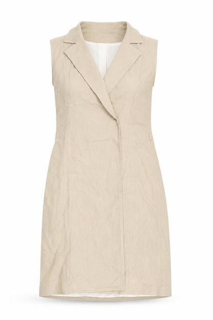 H&M Women's Beige Linen Jacket Dress Size 8