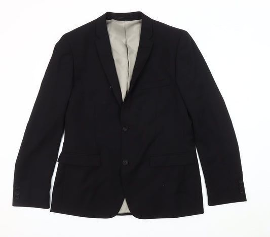 Mens UK Size 42 Topman Regular Black Suit Jacket