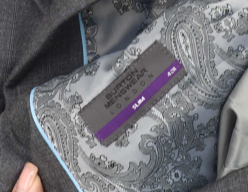 Mens UK Size 42 Burton Menswear Regular Grey Suit Jacket