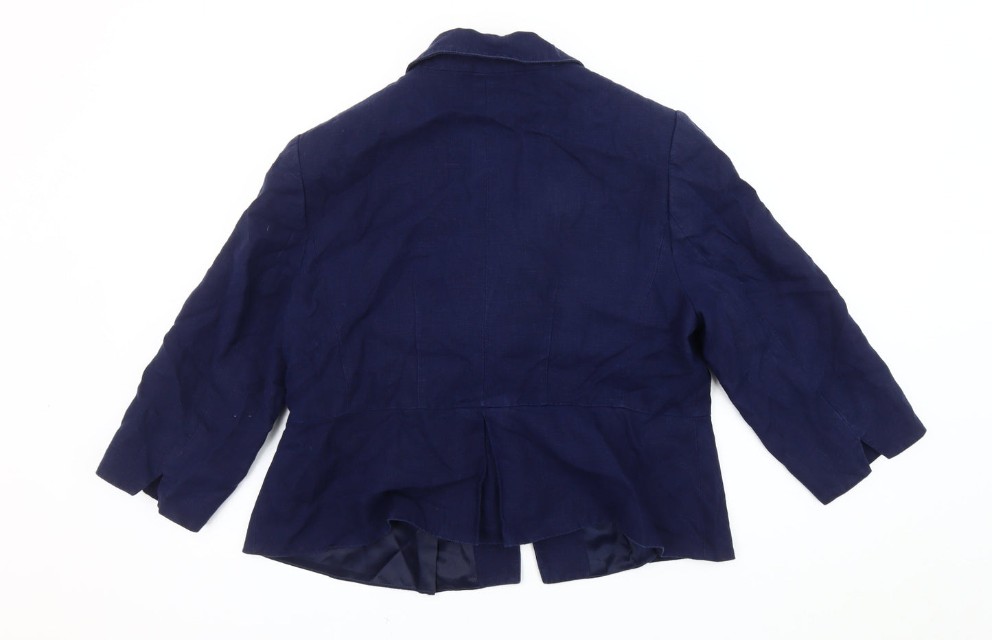 Marks and Spencer Women's Blue Linen Blazer - Size 14