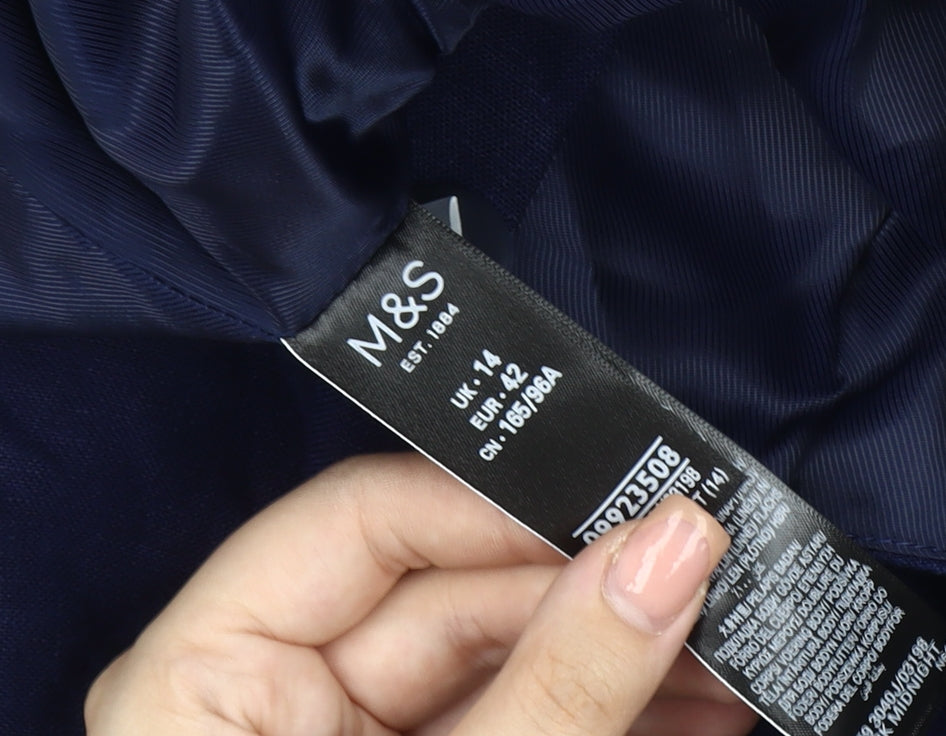 Marks and Spencer Women's Blue Linen Blazer - Size 14