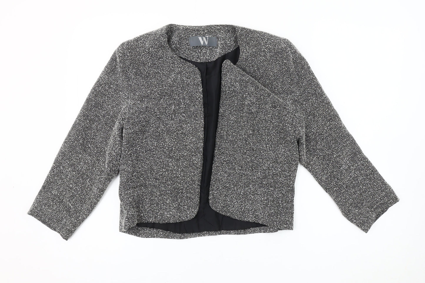 BHS Women's Grey Herringbone Bouclé Blazer Size 12