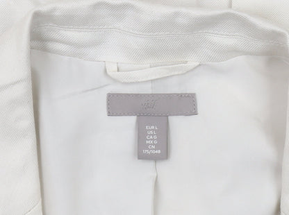 H&M Women's Ivory Linen Blend Blazer, Size L, Classic