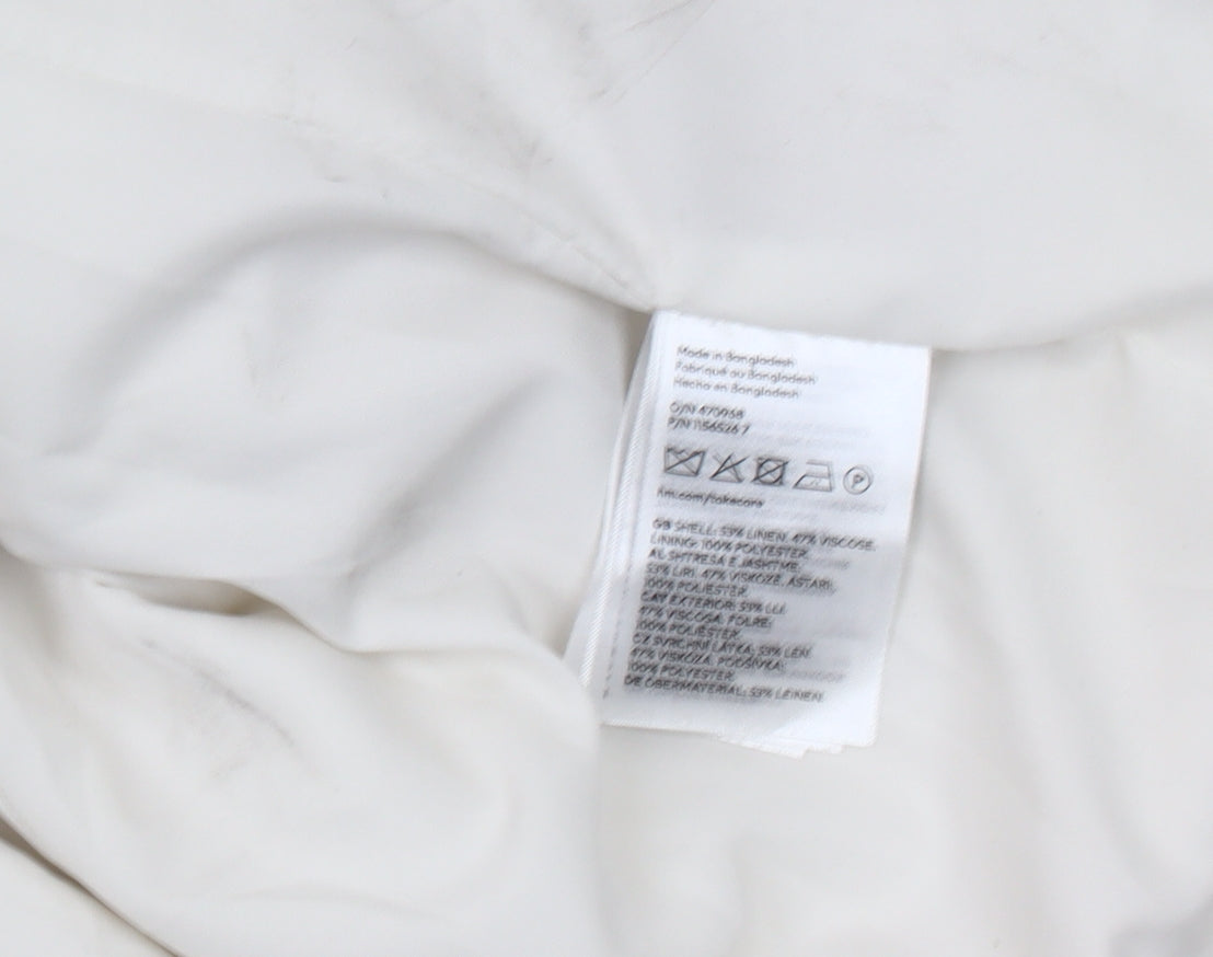 H&M Women's Ivory Linen Blend Blazer, Size L, Classic