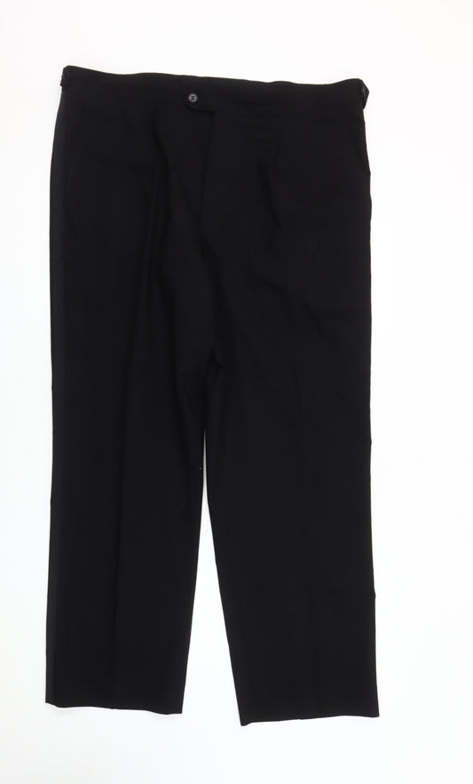 GREENWOODS ELITE Men's Black Wool Trousers Size S