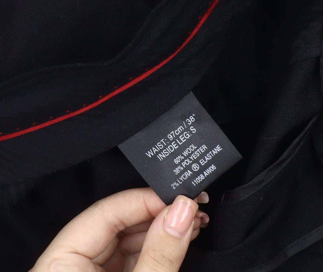 GREENWOODS ELITE Men's Black Wool Trousers Size S