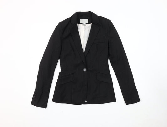 H&M Women's Black Pinstripe Blazer, Size 4