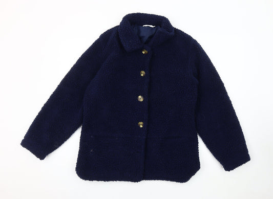 Damart Women's Blue Buttoned Coat - Size 10