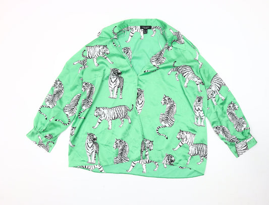 New Look Women's Green Animal Print Blouse Size 20