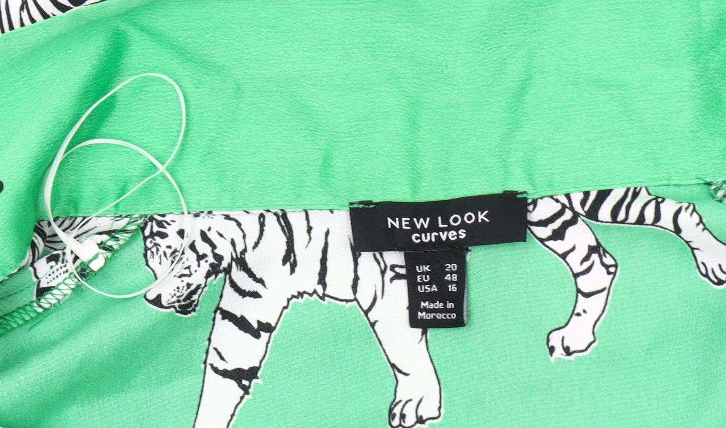 New Look Women's Green Animal Print Blouse Size 20