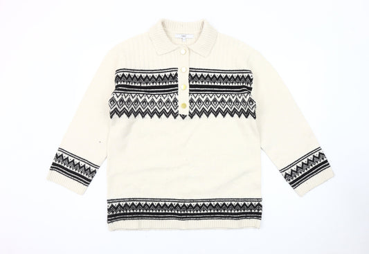 Next Men's Ivory Henley Jumper (M) – Fair Isle Design