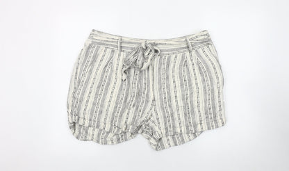 Marks and Spencer Women's Ivory Striped Shorts, Size 18