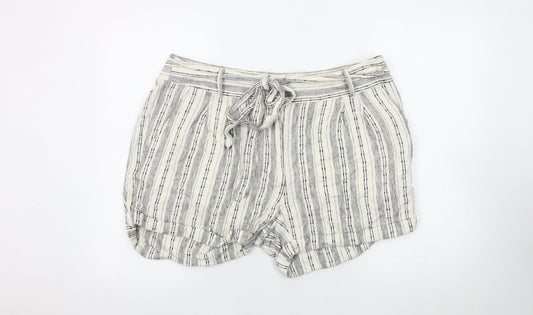 Marks and Spencer Women's Ivory Striped Shorts, Size 18