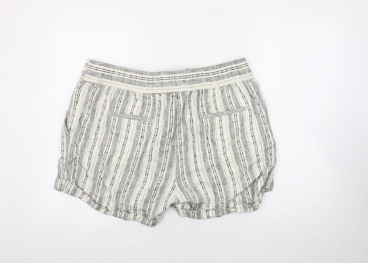 Marks and Spencer Women's Ivory Striped Shorts, Size 18