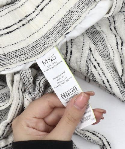 Marks and Spencer Women's Ivory Striped Shorts, Size 18