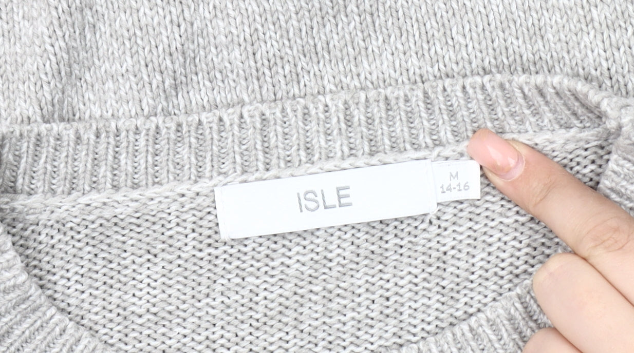Womens UK Size M ISLE Grey Pullover Jumper