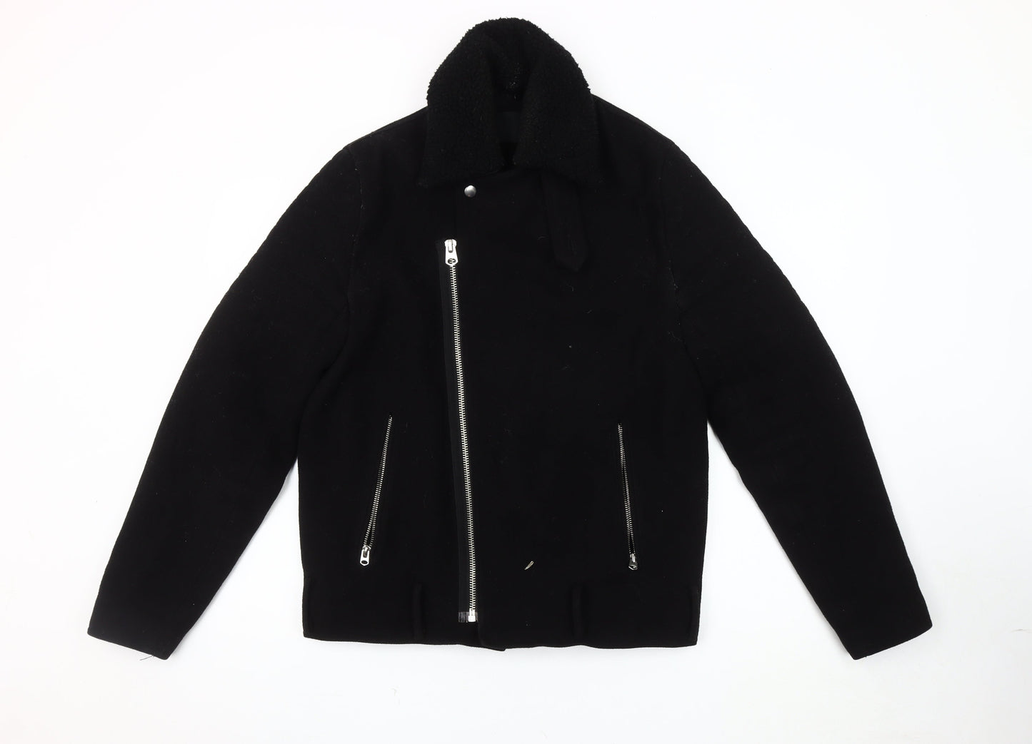 Unisex Adults UK Size S ASOS Black Biker Coat