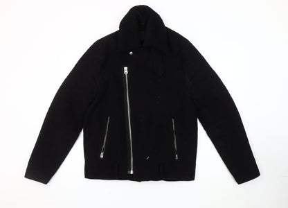 Unisex Adults UK Size S ASOS Black Biker Coat