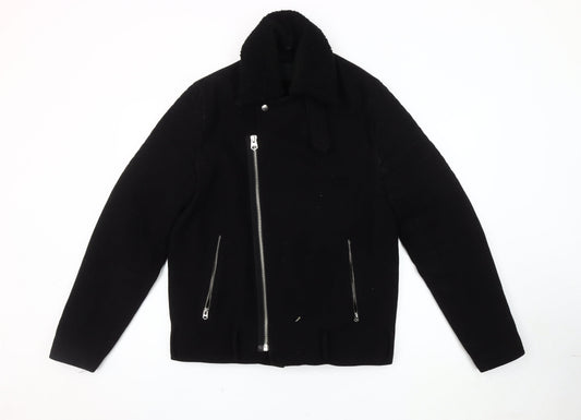 Unisex Adults UK Size S ASOS Black Biker Coat