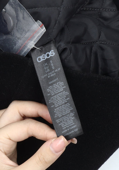 Unisex Adults UK Size S ASOS Black Biker Coat
