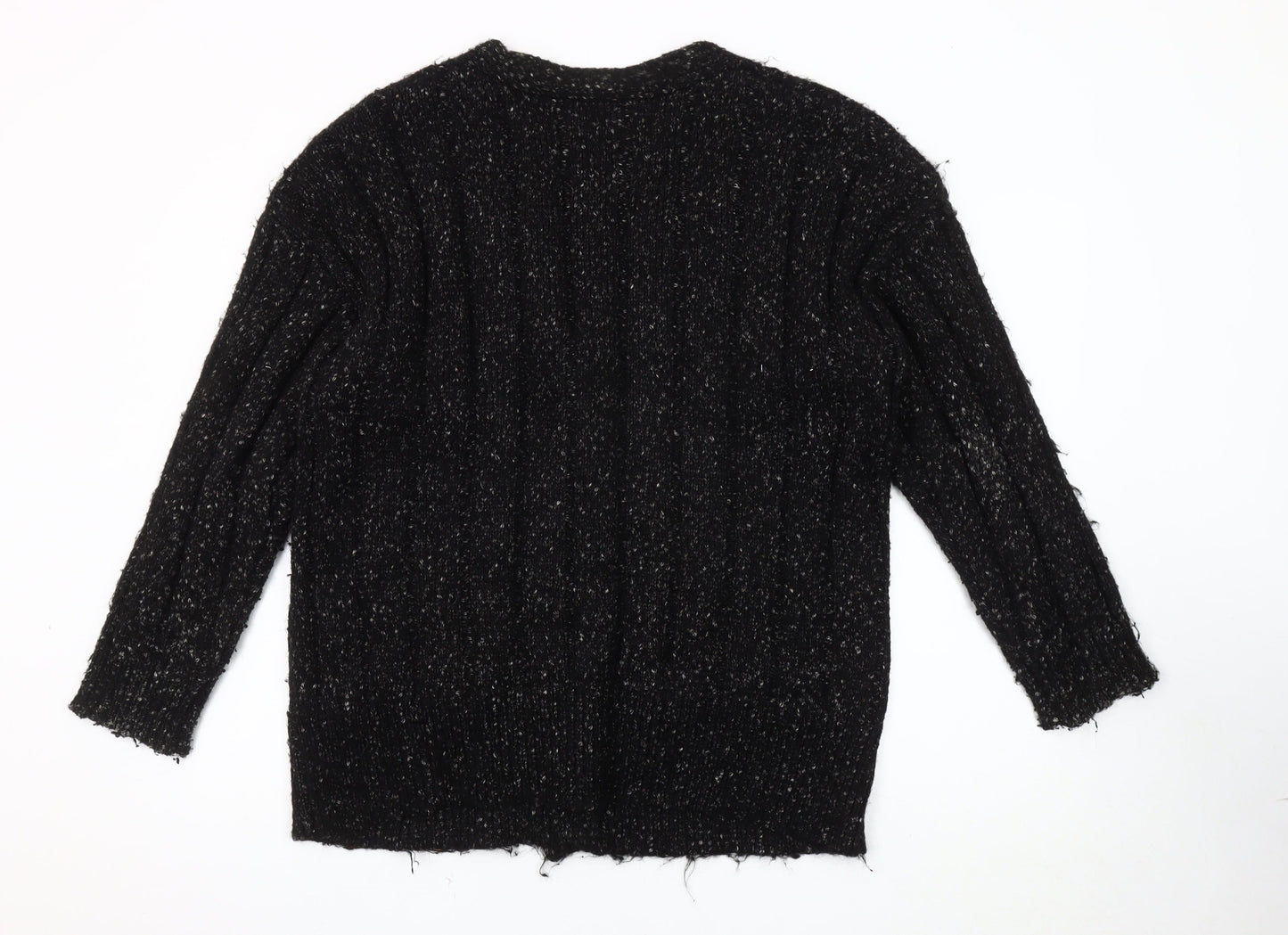 Marks and Spencer Unisex Black Chunky Knit V-Neck Cardigan