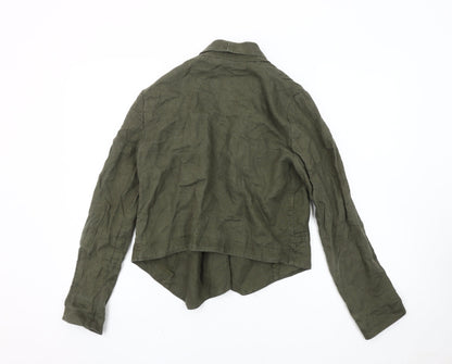 Mango Women's Green Linen Blazer, Size S, Regular Fit