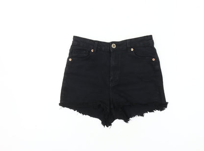Bershka Women's Black Cut-Off Shorts Size 3