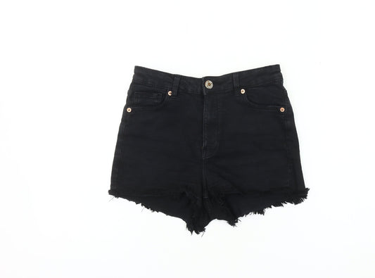 Bershka Women's Black Cut-Off Shorts Size 3